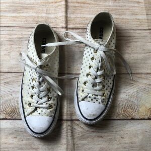 Converse White Sneakers with Gold Dots